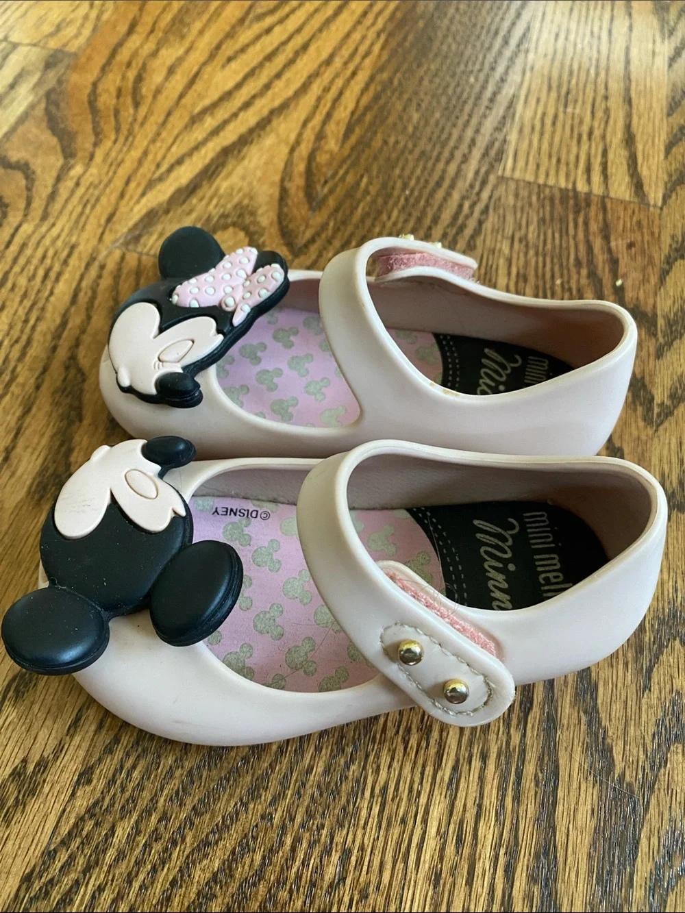 Mini Melissa Pink Mickey & Minnie Mary Jane Shoes, size baby/toddler 5.